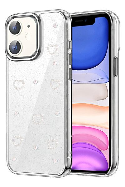 Nezih Case Apple iPhone 12 Compatible Transparent Glittery Elegant Case