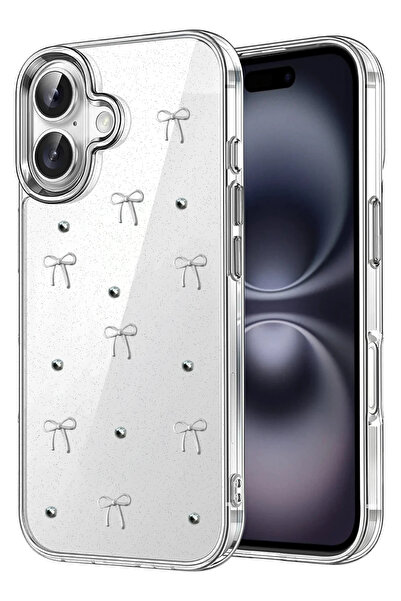 Nezih Case Apple iPhone 16 Compatible Transparent Glittery Elegant Case