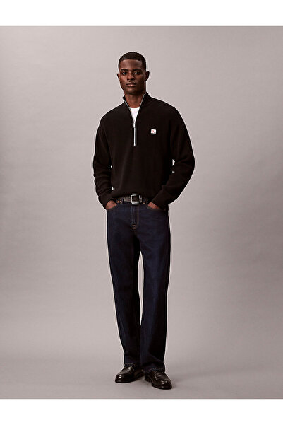 Calvin Klein Erkek LS Fermuar Detaylı Waffle Kumaş Kazak