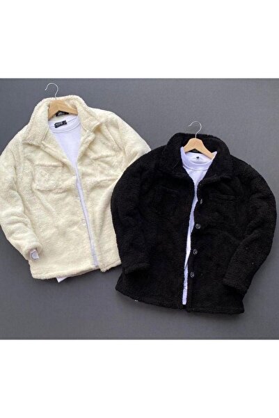 CAST COLLECTİON Ανδρικό λευκό-μαύρο βελούδινο μπουφάν με 2 κουμπιά