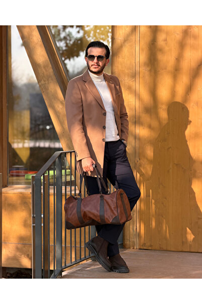 Avni Ceylan Modern Hakim Collar Men's Slim Fit Cashmere Coat