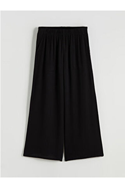 LC Waikiki M1 Season Black Wide Leg Women's Trousers with Elastic Waist