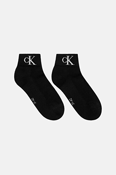 Calvin Klein Erkek Bilek Boy Monogram Logolu 2'li Çorap Seti - Siyah
