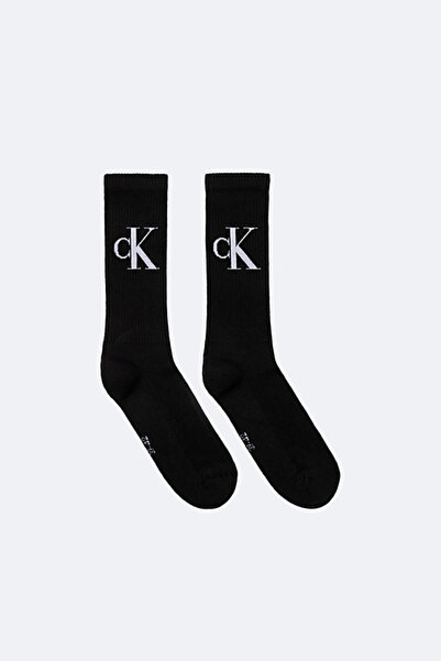 Calvin Klein Erkek Monogram Logolu 2'li Soket Çorap Seti - Siyah