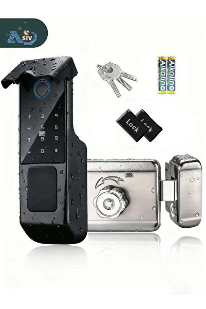 ASIV Fingerprint Door Lock, Waterproof, Arabic Voice Service, Outdoor Gate Lock, Graffiti Applicatio