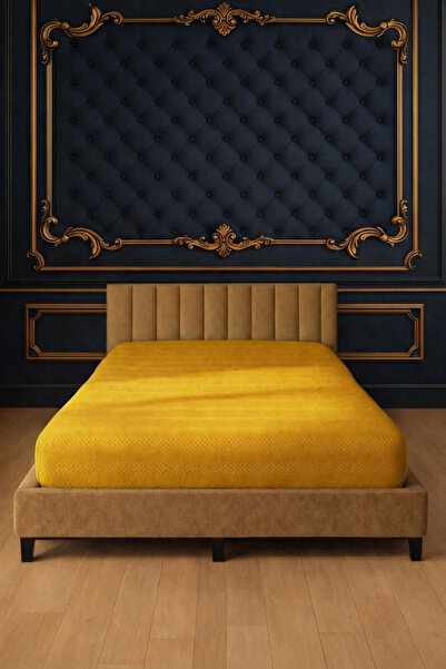 Pera Deluxe CULOARE GALBEN Culoare Jacquard Bumbac P bumbac moale Cearşaf elastic 140x200 cm – Producţie internă