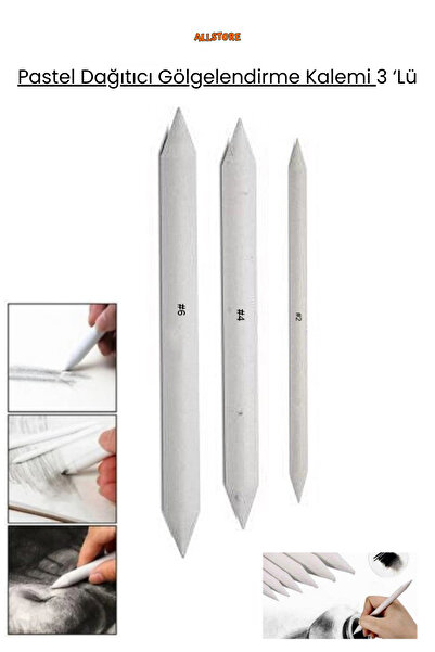 ALLStore Pastel Dağıtıcı Gölgelendirme Kalemi 3 lü 1 Paket Kaynaştırma Kalemi...