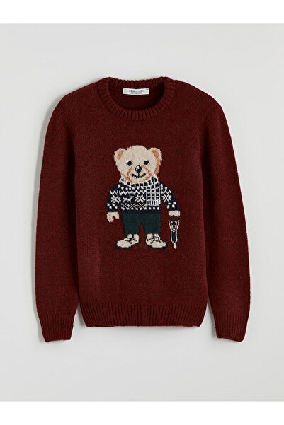 LC Waikiki Lcw Visionbordo Crew Neck Patterned Boys' Knitwear Sweater