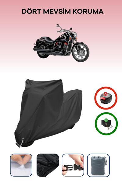 Breen Black Lock Compatible Kawasaki Vn 900 Compatible Motorcycle Tarpaulin W...