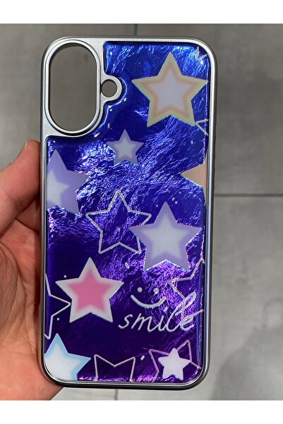 Mee.co iPhone 16 Plus Compatible Star Pattern Epoxy Case Glitter Silicone Pho...