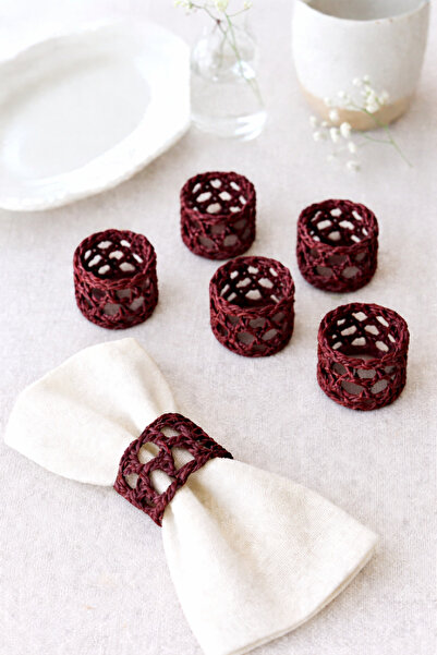 TOM COMPANY Kağıt İp Peçete Yüzüğü Peçete Halkası 6'lı-Bordo