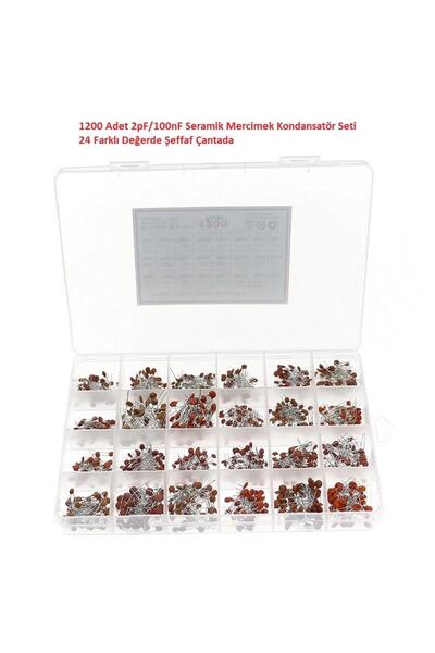 Hatfon Elektronik 1200 Adet 2pF/100nF Seramik Mercimek Kondansatör Seti 24 Fa...