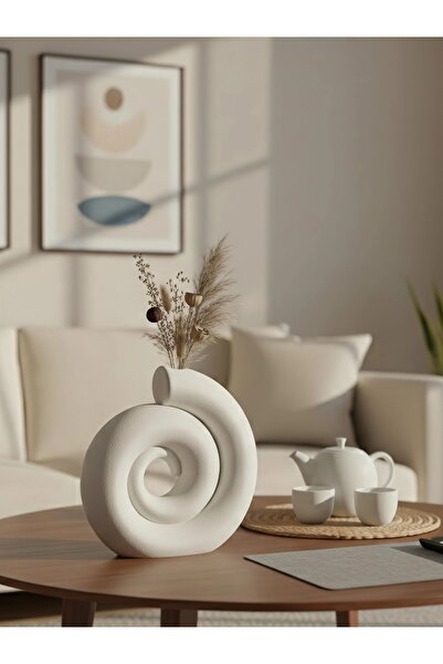 Premium Spiral Tasarım El Yapımı Taş Vazo – 18 cm Özel Tasarım Modern Dekoratif Obje