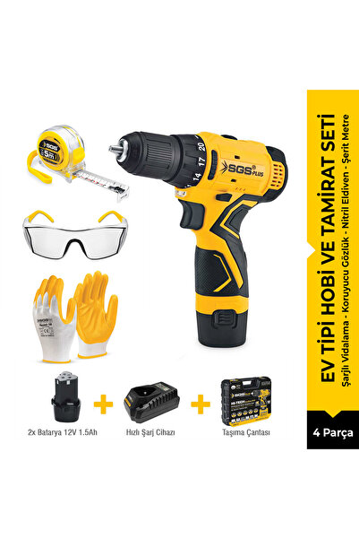 ALTINMAKAS SGS Plus Ev Tipi Hobi Tamirat Seti 4 Parça - 12V Şarjlı Matkap ve ...