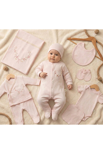 ZEYNUKO KIZ BEBEK KALP NAKIŞLI %100 PAMUK 0-3 AY 10'LU YENİDOĞAN HASTANE ÇIKI...