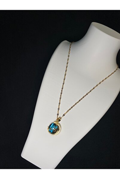 Store Mavi Galaksi detaylı Gold zincirli kolye