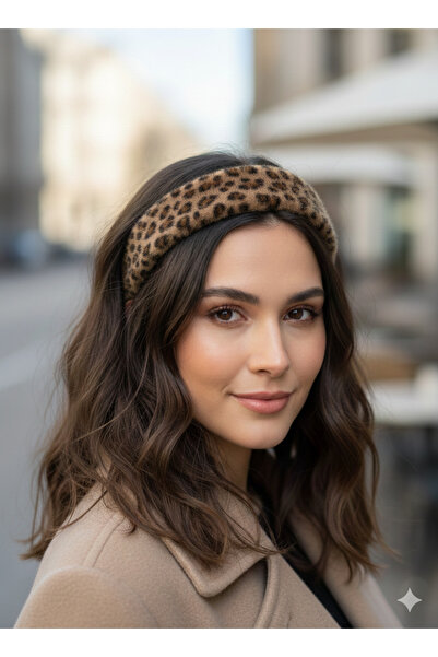zeynhobi aksesuar Leopard Pattern Brown Plush Crown