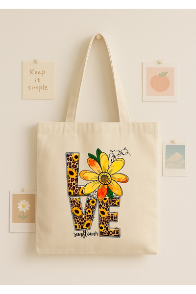 Maki Craft Love Sunflower Printed Cloth Bag – Colorful Tote Bag with Leopard ...