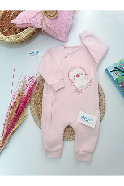 Bebitof Şirin Civciv Kapitone Bebek Tulumu-Pembe - 3-6 AY