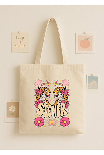 Maki Craft Pink Leopard Printed Tote Bag – Retro Colored Tote Bag