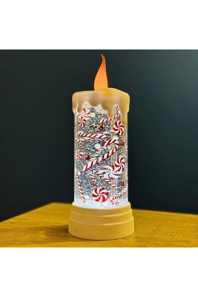 Vukito Müzikli & Işıklı Yılbaşı Kar Küresi Mum 30 cm – Çift Modlu, Pilli & Ad...