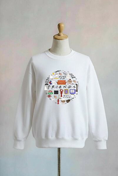 Vordevia سترة فريندز مطبوع القطنية ذات قصة فضفاضة خيوط وياقة دائرية