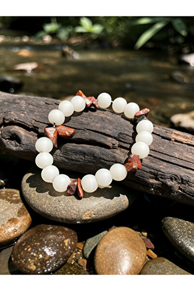 magıcgrange Girl's Jasper Natural Stone Bracelet | Flexible Handmade Children...