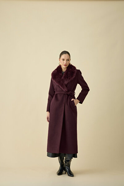 NUR KALAY COLLECTION PREMİUM KÜRK YAKALI KABAN