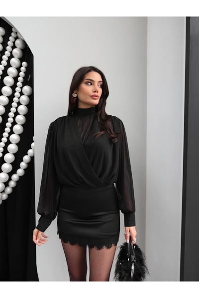 ESRAHELVACI Chiffon Blouse with Tie Neck