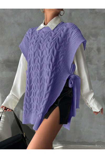 SÇLK TEKSTİL Stylish Solid Color Stand Collar Vest for Women - Adjustable Lace-Up Spring Summer Fall Casual