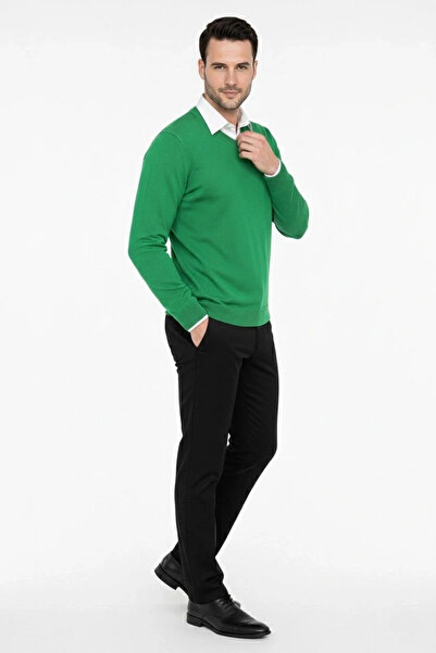 Alfanora Men's V-Neck Knitwear Sweater Soft Texture Cotton Thin Woven Long Sl...