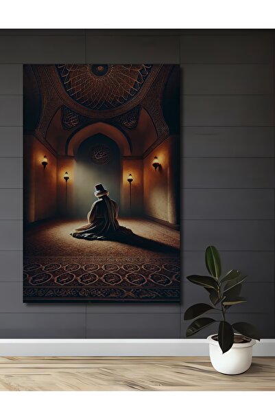 Teona Ahşap Mistik Mevlana Semazen Yağlı Boya Görünümlü Ahşap Dekoratif Ev,An...