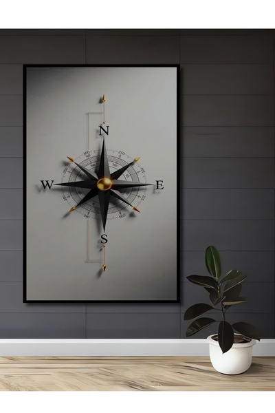 Teona Ahşap Altın Pusula Sanat Ev,Antre,Salon,Ofis,Mutfak,Yatak Odası Tablosu...