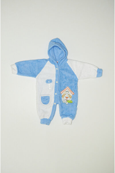Baby Slon Kids Clup Kışlık welsoft düğmeli kapüşonlu köpek nakışlı unisex beb...