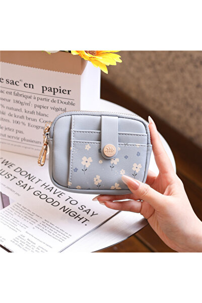 rinkadoll Zarif Çiçek Desenli Fermuarlı Mini Kartlık/Bozuk Para Cüzdanı