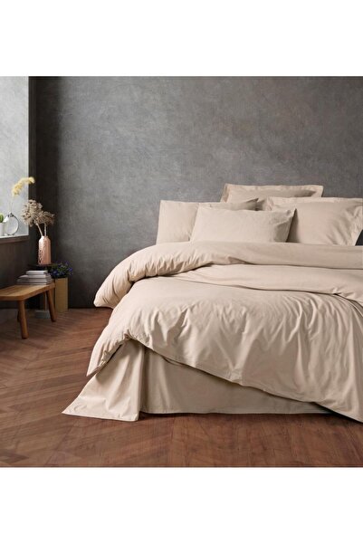 Cotton Box Set de lenjerie de pat Ranforce, bej simplu, pentru o persoană