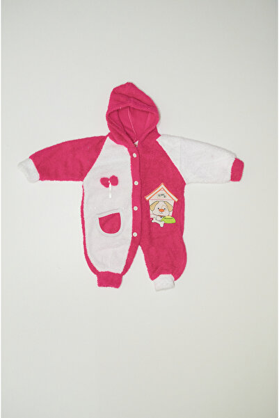 Baby Slon Kids Clup Kışlık welsoft düğmeli kapüşonlu köpek nakışlı unisex beb...