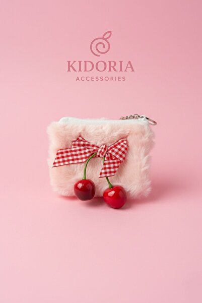 Kidoria Peluş Kiraz Detaylı Çocuk Bozuk Para Cüzdanı - Pötikare Fiyonklu Anah...