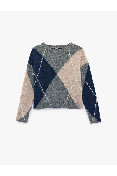 Koton Uzun Kollu Bisiklet Yaka Baklava Desenli Kazak