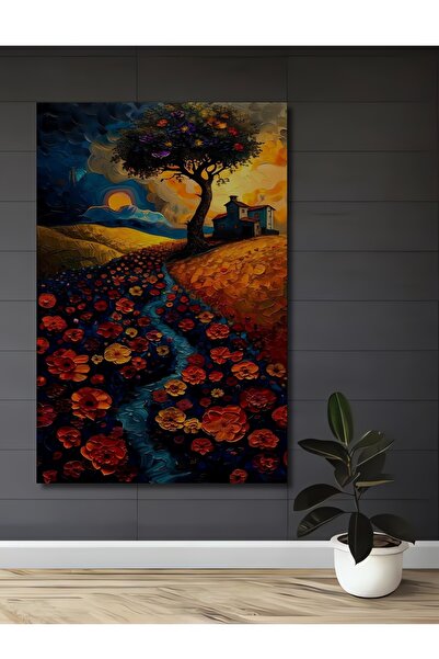 Teona Ahşap Büyülü Manzara Yağlı Boya Görünümlü Ahşap Dekoratif Ev,Antre,Salo...