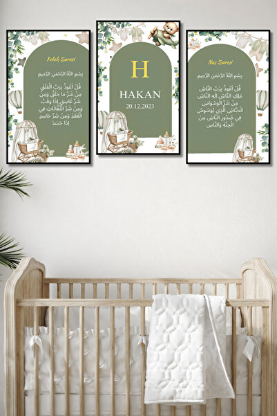 ERUMAR HOME Kişiye Özel İsimli, Tarihli Nas Felak Sureli Çocuk Odası Tablosu ...