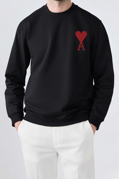 DRAGON STORE 'Ami' Baskılı A Kalite %100 Pamuk Kompak Penye Unisex Sweatshirt