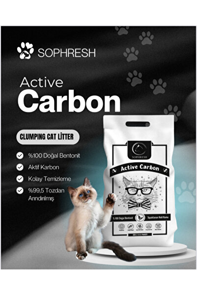 SOPHRESH Aktif Karbonlu Topaklanan Kedi Kumu 20 L – %100 Doğal Bentonit, Güçl...