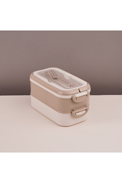 Gondol Diyet & Öğün Taşıma İçin 2 Katlı Kaşık Çatallı Beslenme Kutusu-1,8 L Lunch Box