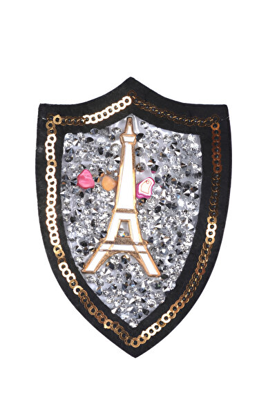 KumaşEvi Stone Eiffel Tower Patterned Iron-On Applique Arma – 6 cm
