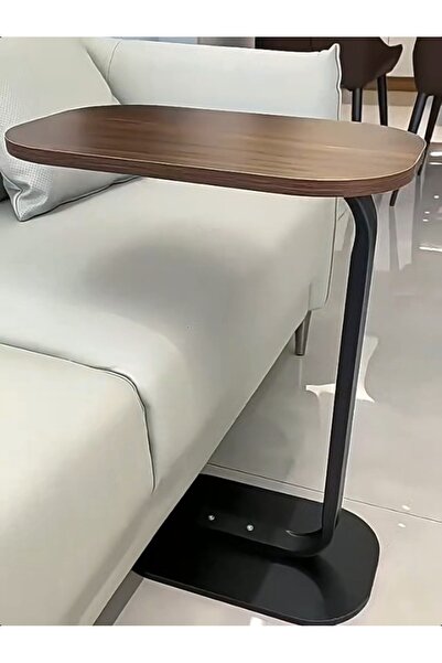 aram C-shaped side table with metal frame, coffee bed, laptop stand, home table