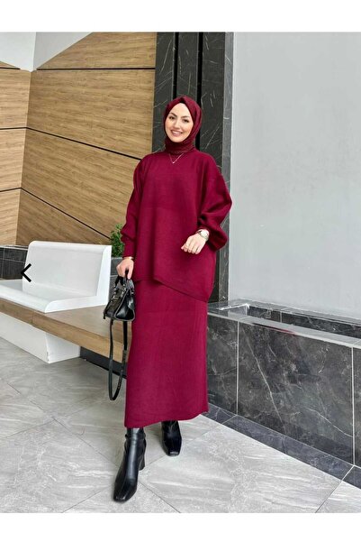 MY QILAM Women's Sweater Skirted Knitwear Set Hijab Bottom Top Set