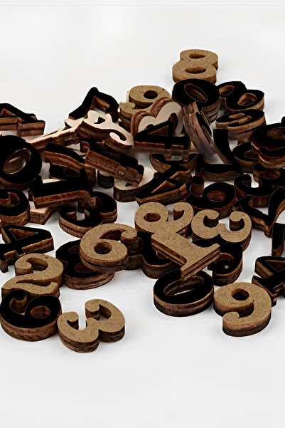 kutuTR مجموعة أرقام MDF ثنائية الاتجاه باللون الأسود والخام - سمك 2.7 مم - 3.5 × 4.5 سم - 100 قطعة +3 سنوات