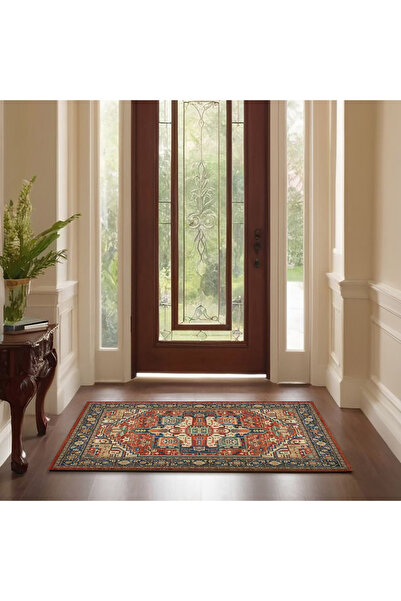 Home Soul سجادة أرضية بنمط قبلي هندسي عتيق | مقاس 80×110 سم | تصميم تركي تقليدي