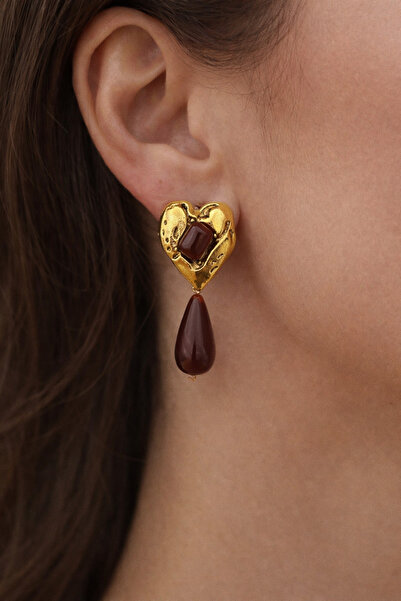 YENGEÇ Dangling Heart Brand Model Earrings